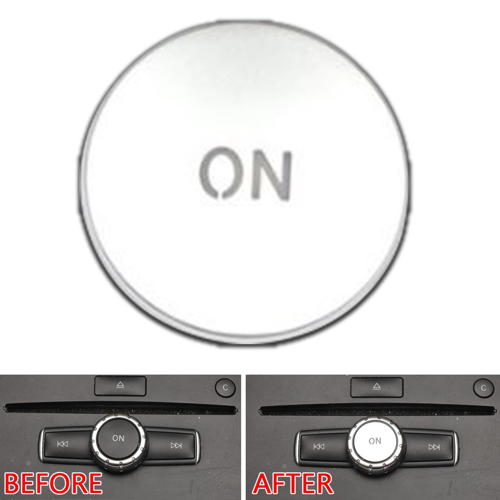 音量ON鍵貼 B款大號 銀色 音量按鍵 汽車內飾改裝 按鈕貼 適用於 08-11 W204 C300 C63