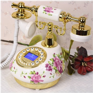 陶瓷田園仿古電話機家用歐式復古固定電話客廳老式座機