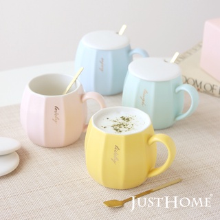 【Just Home】陶瓷馬克杯 馬克杯 馬克杯附蓋 JustHome 陶瓷杯 咖啡杯組 韓系馬克杯 320ml