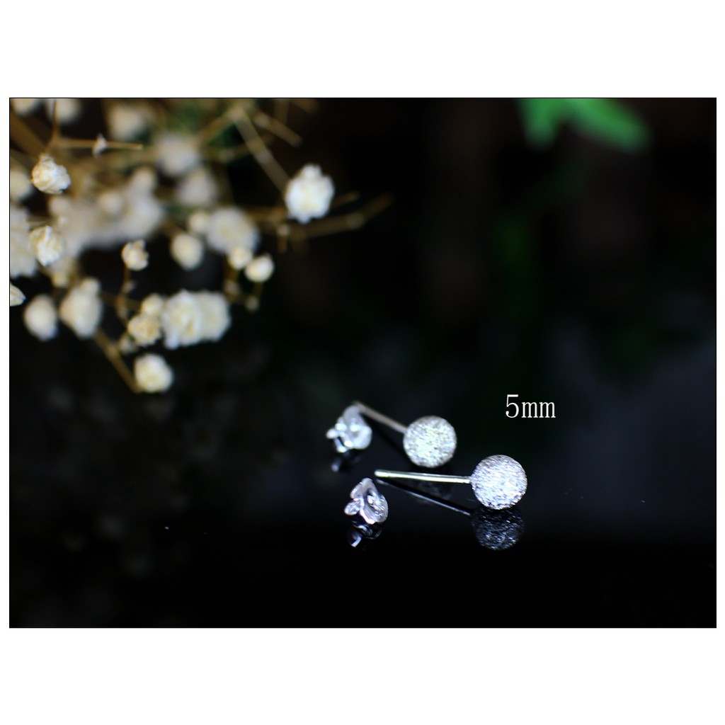 【Fun小物】(現貨) 香港正生銀飾 925純銀 磨砂球 耳環 5mm