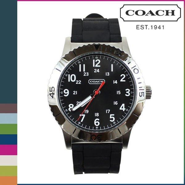 全新正品 COACH W5000 14601515 黑色錶面 黑色矽膠錶帶 手錶