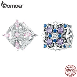 Bamoer Beads 925 銀復古圖案魅力 Diy 手鍊配件時尚女士首飾