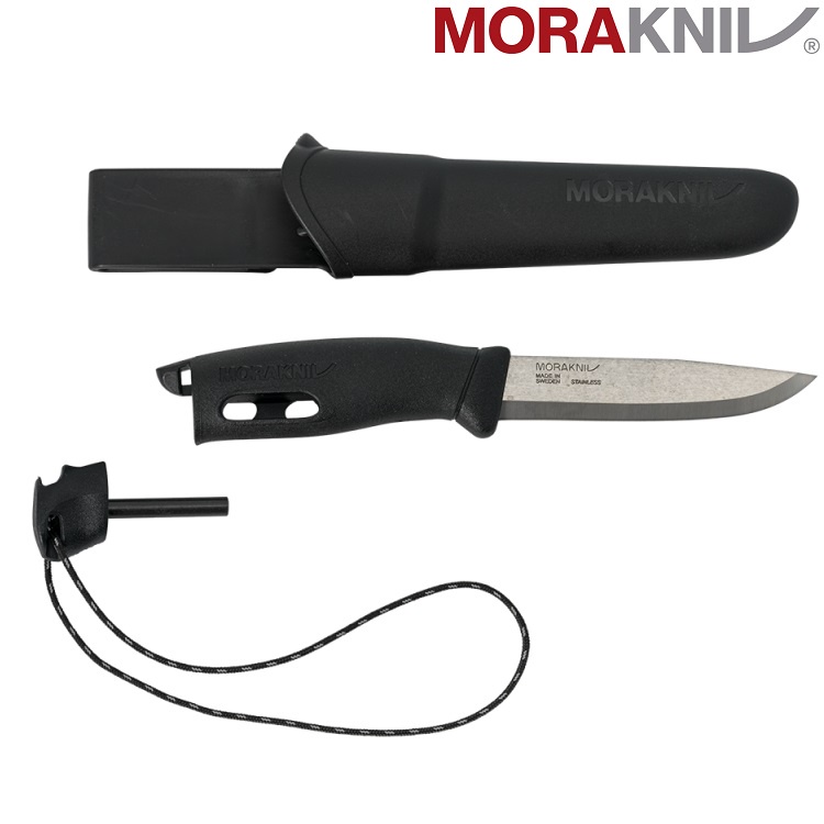 MORAKNIV Companion Spark 不鏽鋼直刀(附打火石/露營小刀) 瑞典製 13567 黑