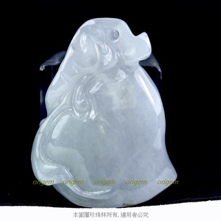 珍珠林~福祿壽雙面雕玉珮~A貨冰種翡翠緬甸玉#021
