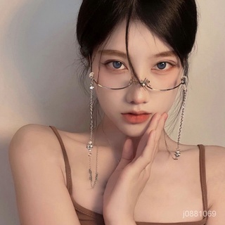 優選好物 鏈條眼鏡框下半框眼鏡架女男無鏡片裝飾帶鏈子過生日搞怪派對掛鏈 EZLR