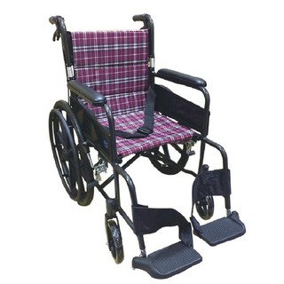 【海夫健康生活館】FZK 雙層 格子布 折背 輪椅(FZK-25B)