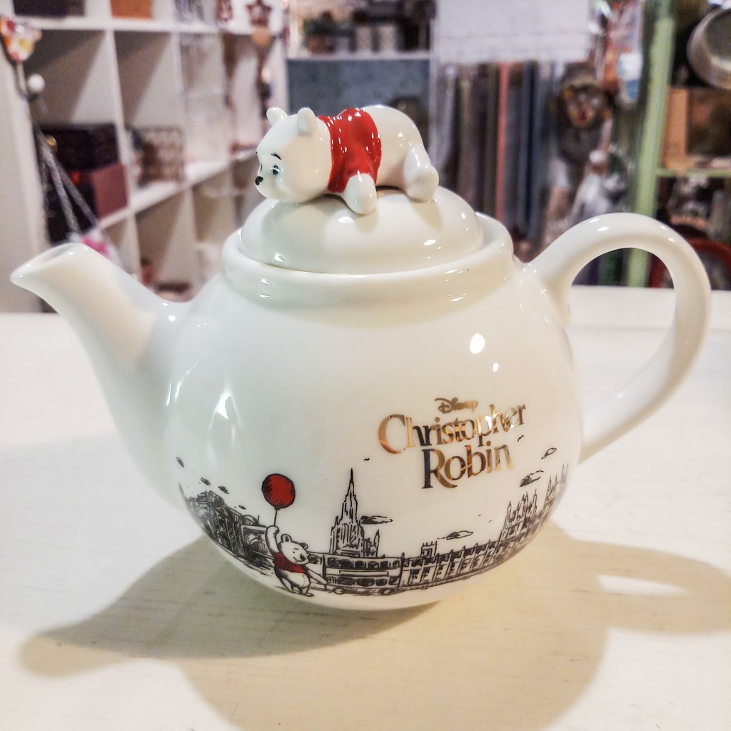 Vintage+。復古家。日本Disney迪士尼系列。Winnie Poon小熊維尼造型陶瓷茶濾茶壺(約500ml)