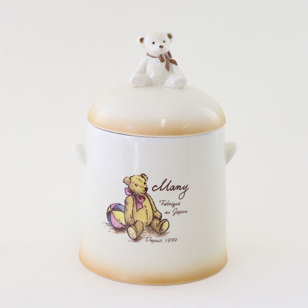 《齊洛瓦鄉村風雜貨》日本zakka雜貨 日本製職人手工製作泰迪熊系列陶瓷收納罐 廁所用小垃圾桶 桌上收納熊熊罐