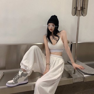 薄款褲子灰色運動褲女新款 韓版高腰墜感垂感 寬松束腳哈倫褲 韓版歐美休閒運動褲 夏季長褲子女 運動長褲 寬鬆長褲