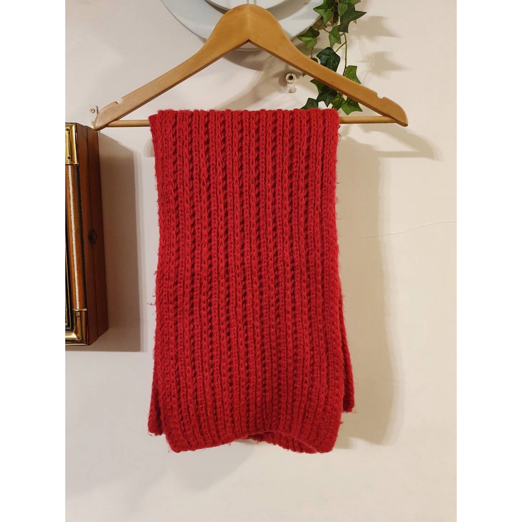 Michel Klein 日本製紅色針織圍巾