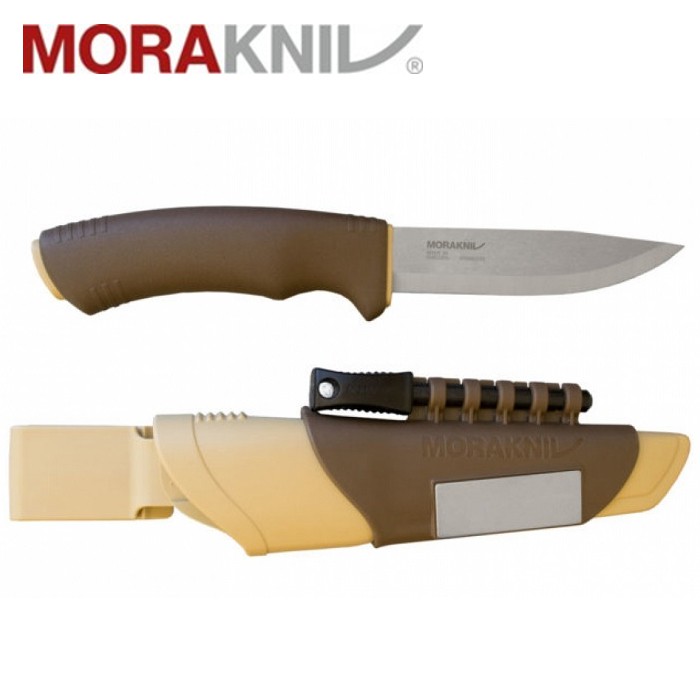 MORAKNIV 不鏽鋼野外求生軍用直刀/露營小刀 內建打火石/磨刀石 13033 沙漠 瑞典製