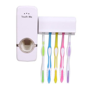 全自動擠牙膏器+5支牙刷架 牙膏擠壓器 牙刷組 懶人擠牙膏神器 牙膏收納【DN405】