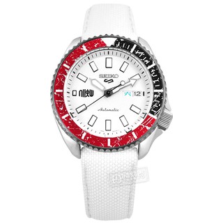 SEIKO 精工 / 限量款 5 Sports機械錶 快打旋風 尼龍帆布手錶 白色 / 4R36-08P0W /41mm