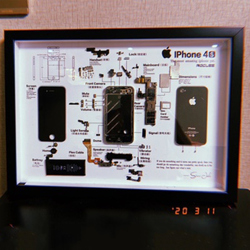 相框手機拆解裝裱相框零件分解標本立體框圖紙展示收藏框木質拆機框 居家裝飾 蝦皮購物