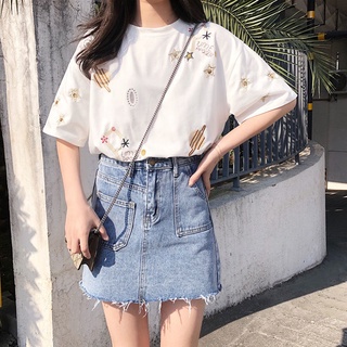 100%純棉2022夏季新款洋氣質半袖潮女上衣服泫雅風短袖T恤閨蜜裝