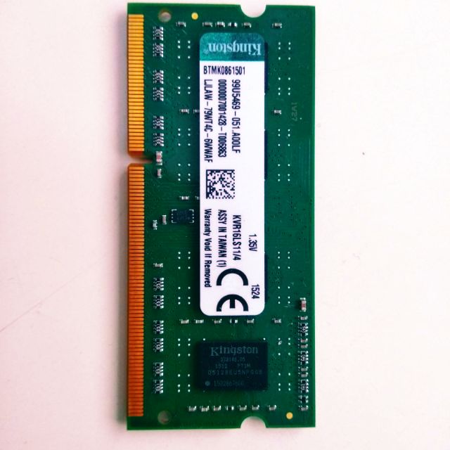 金士頓Kingston 4GB DDR3-1600 筆電記憶體(低電壓1.35V) RAM