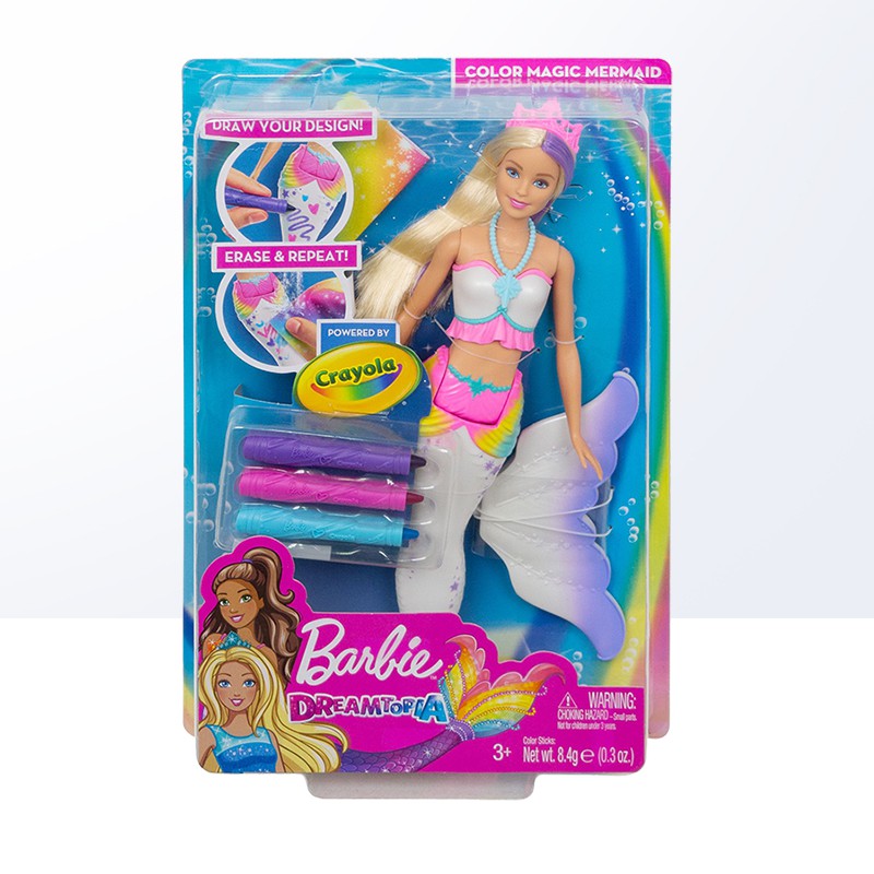 （台灣發貨）芭比娃娃 彩色 彩虹 超長髮  髮量多Barbie芭比美人魚娃娃女孩子公主換裝衣服芭比娃娃套裝玩具禮盒
