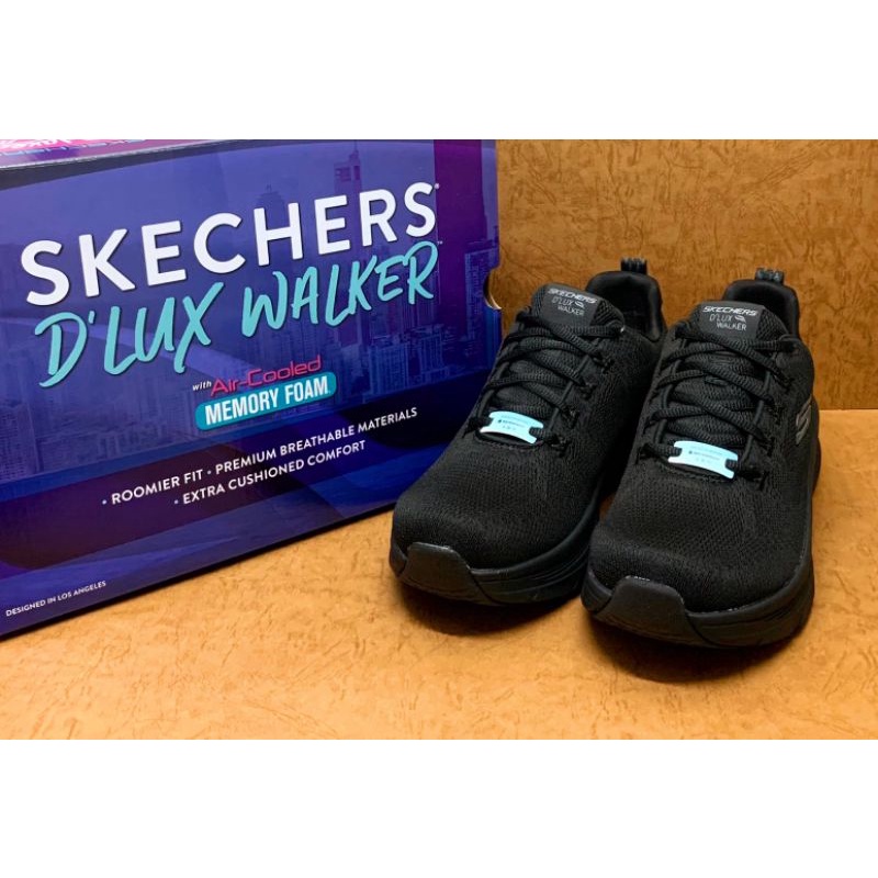 ✩Pair✩ SKECHERS D'LUX WALKER WP 149810/BBK 女慢跑鞋 防潑水 全黑 輕量 避震