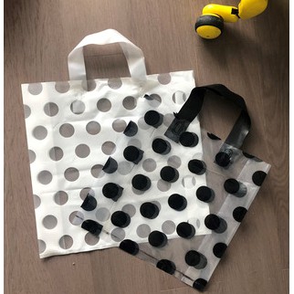 (現貨)透明點點 直立袋 塑膠手提袋 PE材質提袋 加厚提袋 購物袋 服飾袋 蛋糕袋 禮品袋包裝袋 環保袋