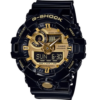 CASIO 卡西歐 G-SHOCK 絕對強悍金屬運動腕錶-黑金(GA-710GB-1A)