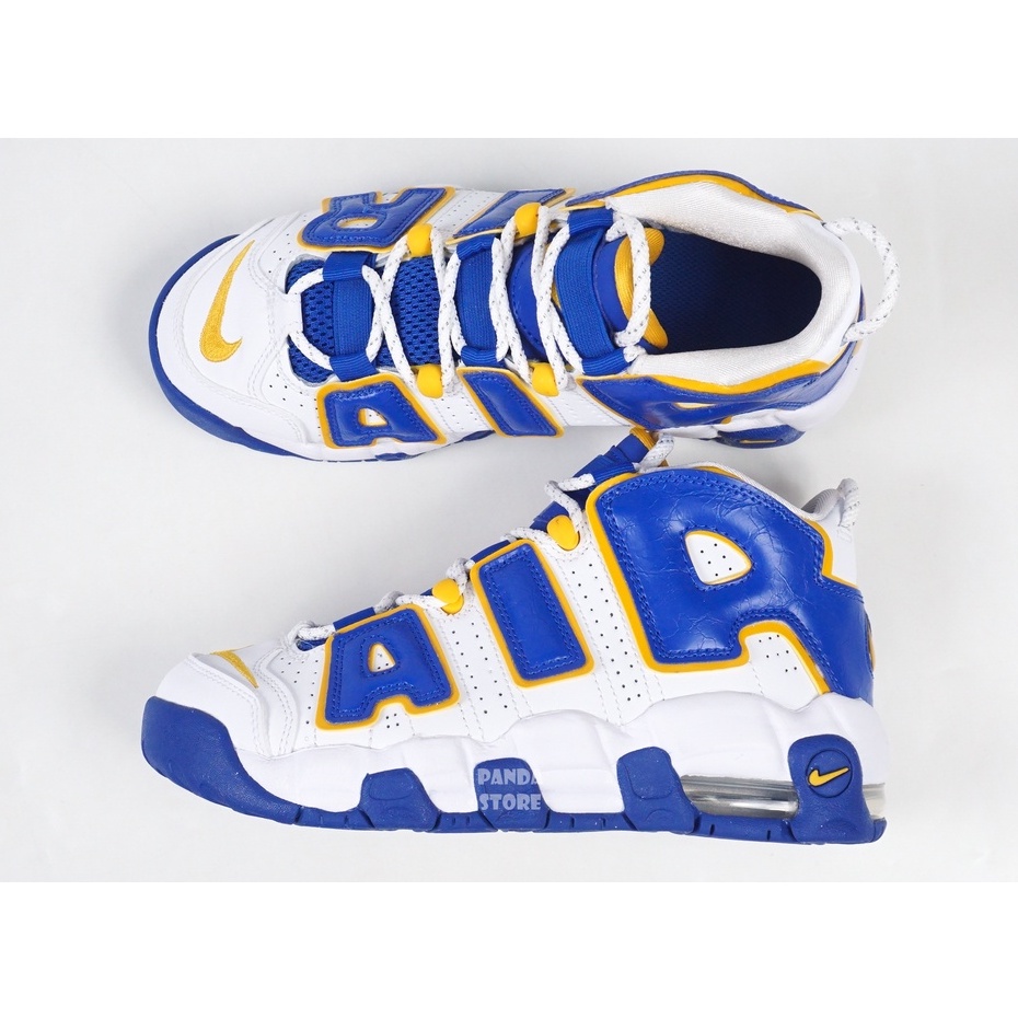 胖達）NIKE AIR MORE UPTEMPO GS 大LOGO 氣墊 籃球鞋 大童 DZ2759-141 白藍 女