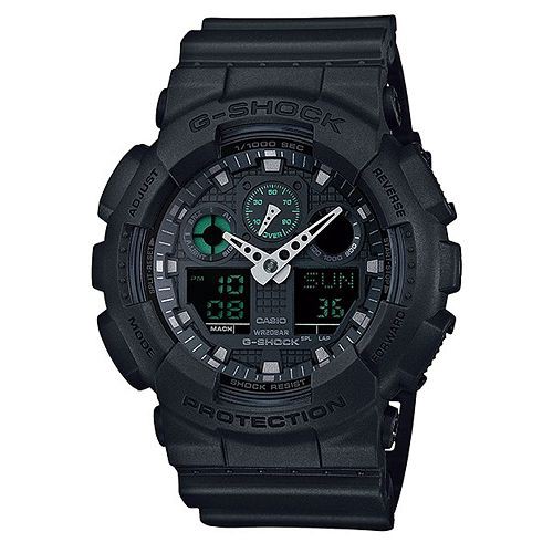 【CASIO】G-SHOCK大錶面街頭時尚腕錶(GA-100MB-1A)正版宏崑公司貨