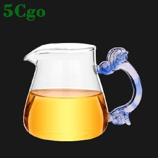 5Cgo 玻璃杯公道杯分茶器功夫泡茶茶具公杯茶海耐熱加厚大肚杯琉璃龍把手400ml 茶桌茶盤烏龍茶分湯