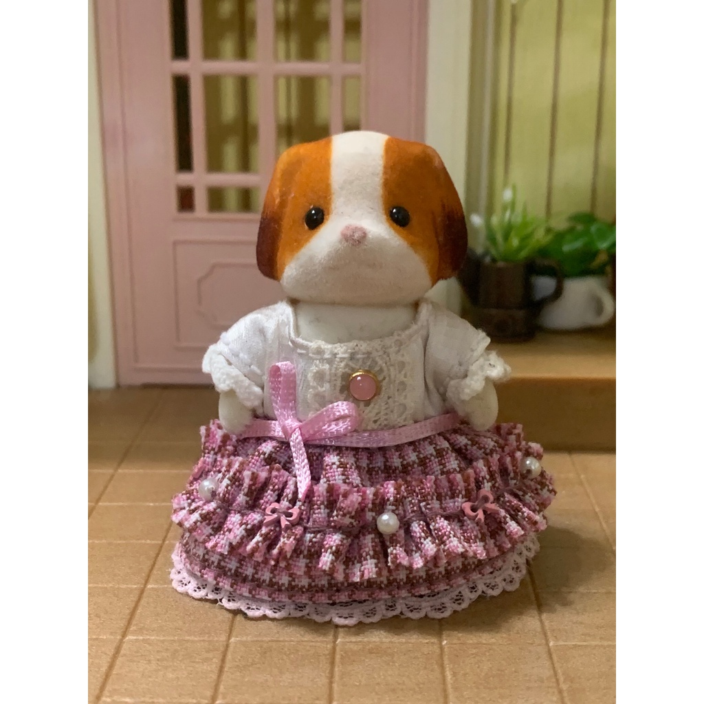 森林家族（手作玩偶衣）-粉紅格紋洋裝