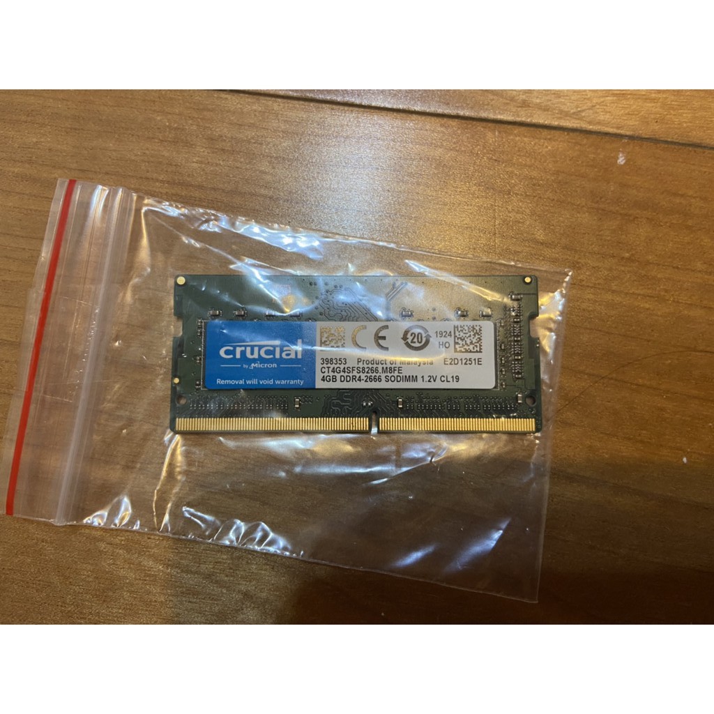 Crucial Micron美光 DDR4 2666 4G 筆電記憶體