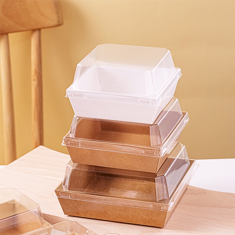 【台灣現貨 附發票】透明紙塑盒 蛋糕 甜點紙盒 透明蓋 三明治包裝 雪媚娘包裝 泡芙包裝 烘焙包裝