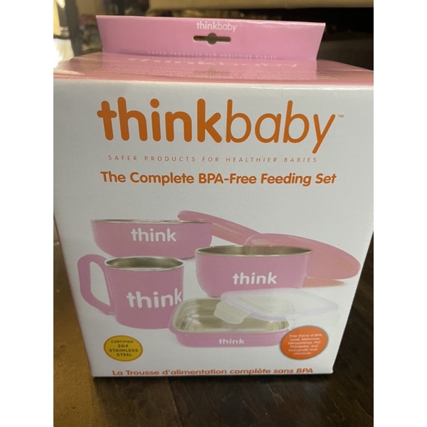thinkbaby不鏽鋼餐具四件組粉紅色