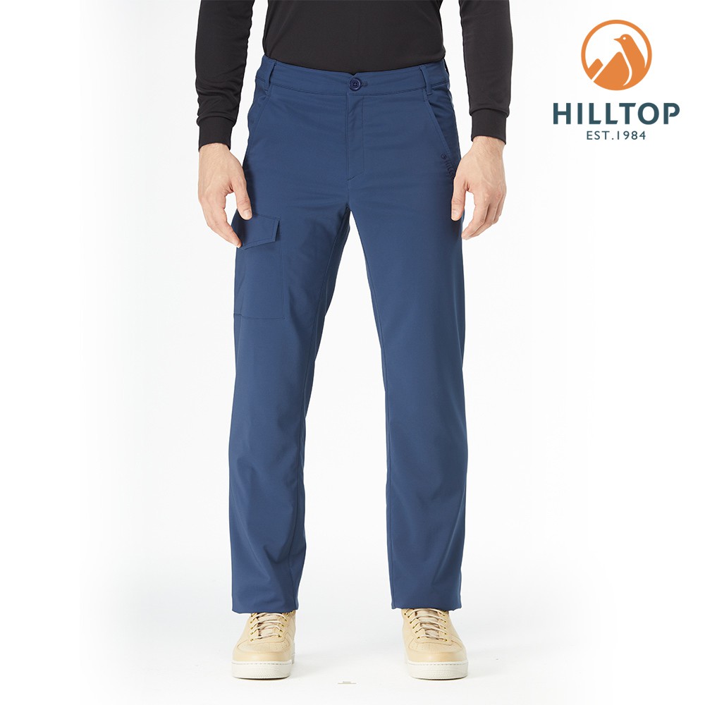 【Hilltop山頂鳥】男款超潑水彈性保暖長褲H31MM5-藍