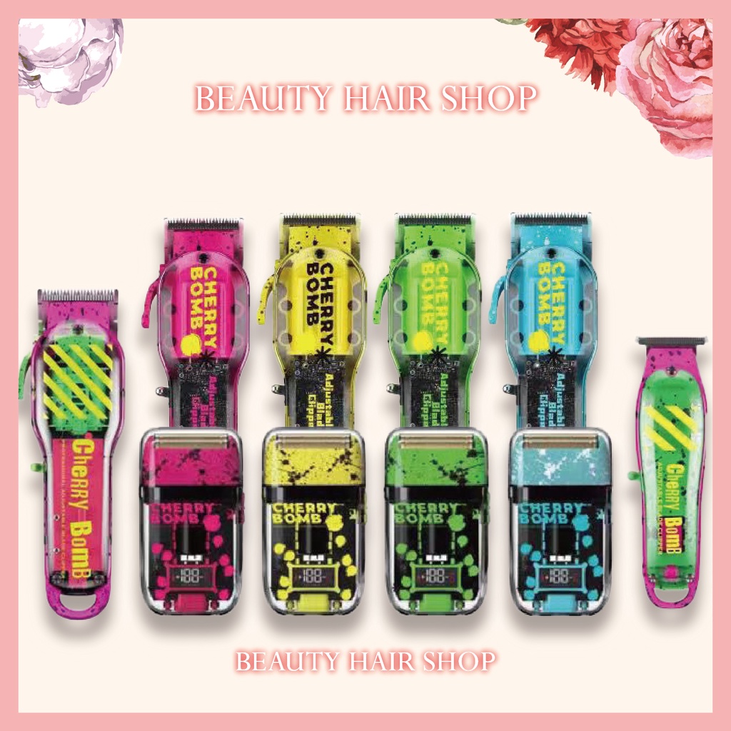 【美髮舖】 𝐂𝐇𝐄𝐑𝐑𝐘 𝐁𝐎𝐌𝐁 櫻桃炸彈 電推剪 透明電剪 剃頭刀電動 塗鴉透明炫彩機身 4小時強力續航