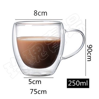 (玫瑰Rose984019賣場)玫瑰雙層玻璃杯250CC(有把手)~雙層隔熱.不燙手.保溫.裝咖啡/咖啡杯/雙層杯