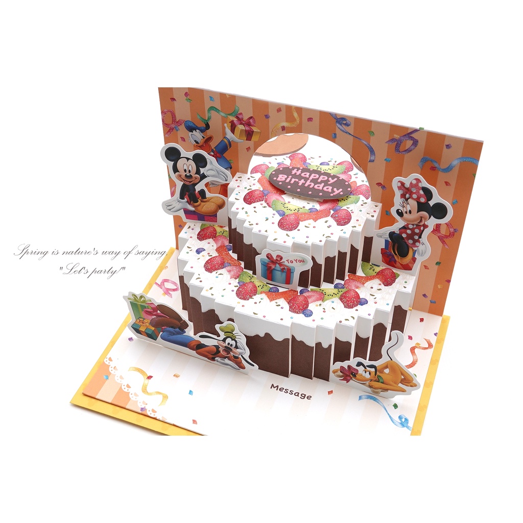 迪士尼大集合 立體蛋糕生日卡片 米奇米妮 米妮 米奇 立體卡片 卡片 生日卡 生日卡片 蛋糕 進口卡片 CR NI