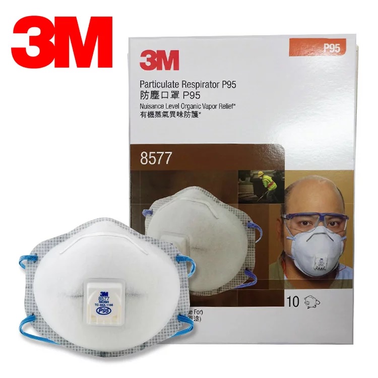 【國潤發科技】3M口罩 3M-8577 P95 頭戴式帶閥有機氣體口罩 防細微粉塵 適用於酸性/油性氣體)請下單最少10