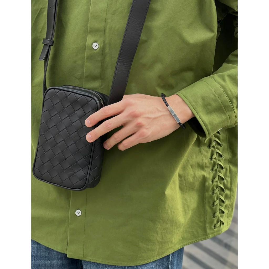 Bottega Veneta 729296 Intrecciato 拉鍊手機袋 黑色