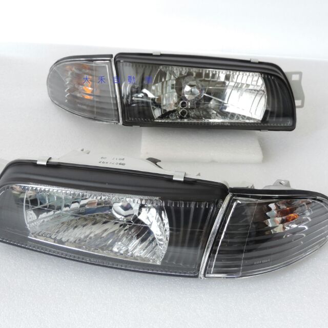 大禾自動車 全新三菱 LANCER 適用93~96年 仿EVO 黑框大燈加黑底白殼角燈