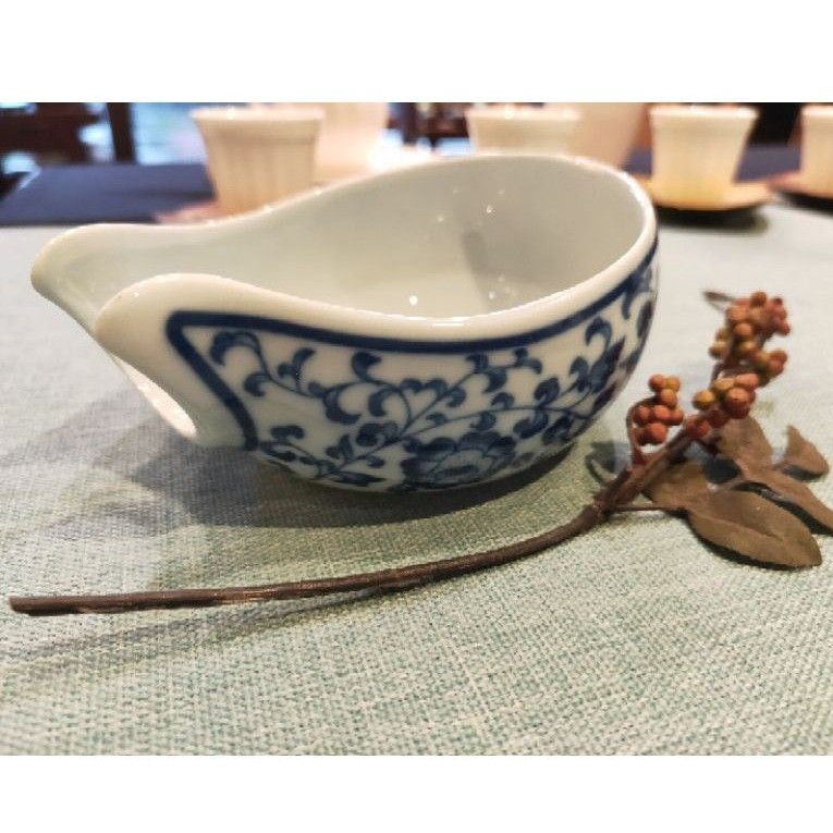 茶水間~全新中國青花陶瓷茶荷 文人品茶飲茶陶瓷器皿