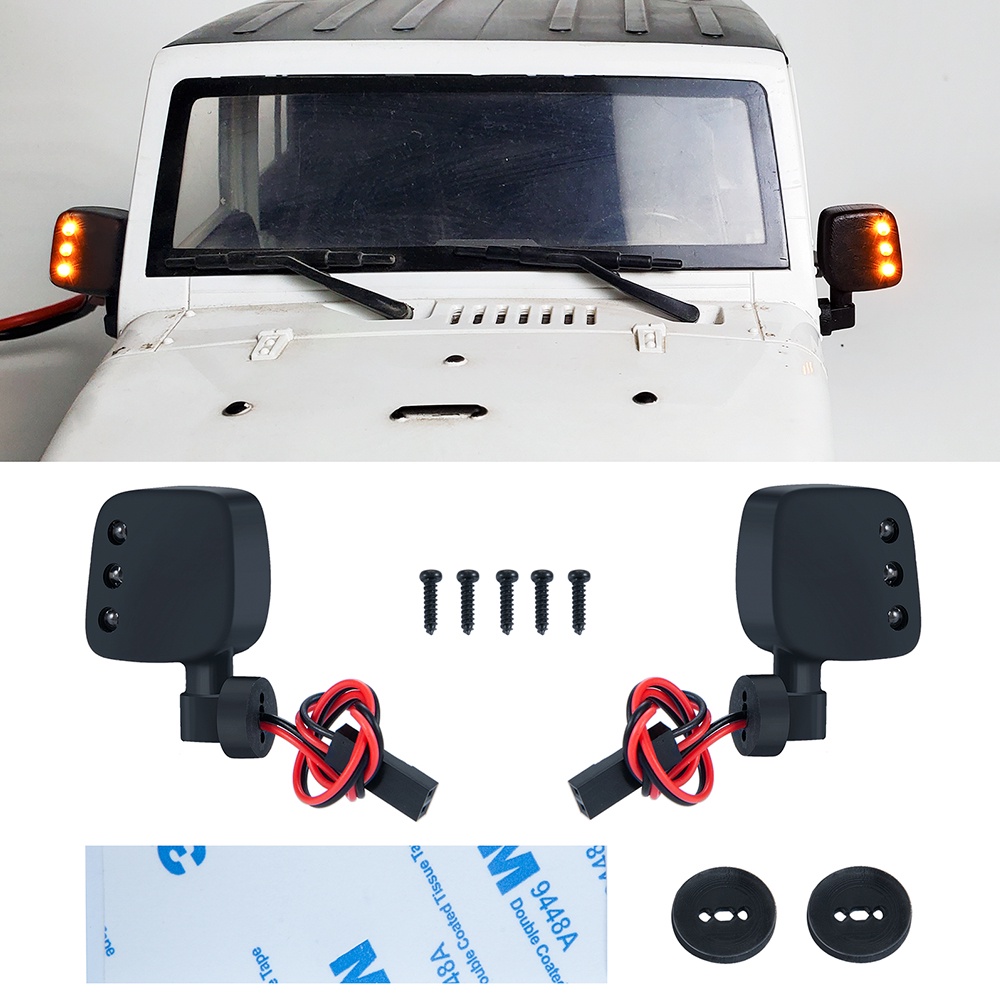 AXIAL  帶 LED 燈的塑料後視鏡, 用於 1 / 10 軸向 SCX10 RC 履帶車 DIY 裝飾零件