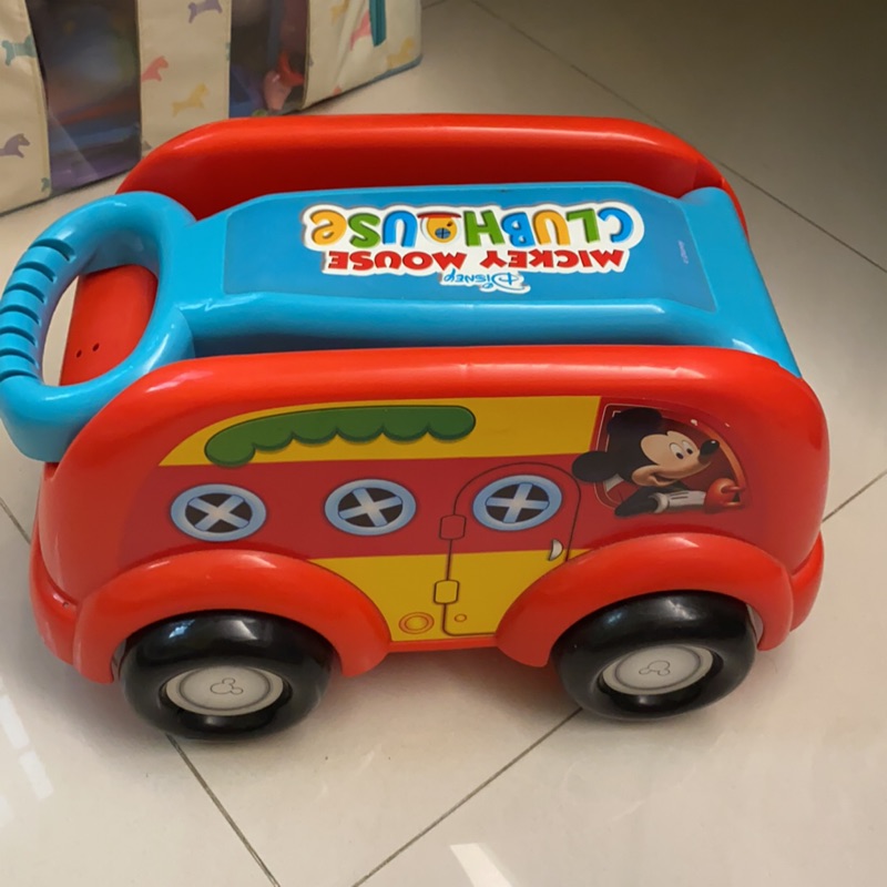 二手嬰幼兒迪士尼米奇拖車玩具收納玩具車