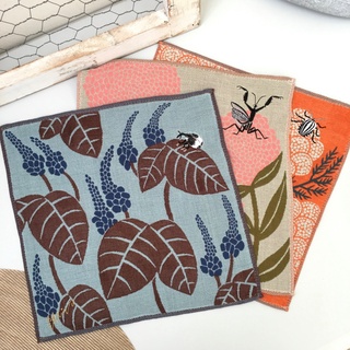 [現貨🇯🇵🔜] 森田 MIW 手帕 楠橋紋織 刺繍 三重紗 方巾 螳螂 椿象 象鼻蟲 插畫家 日本毛巾