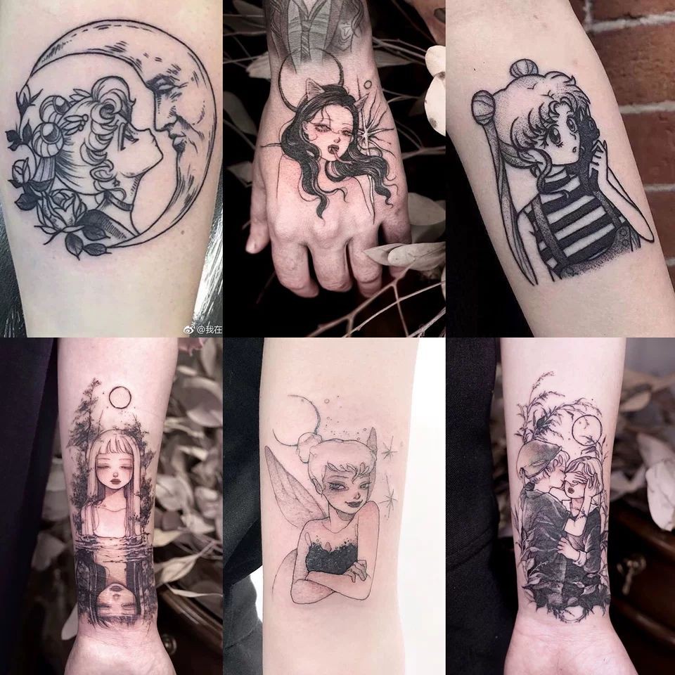 男女貼紙刺青紋身貼暗黑系美少女戰士紋身貼防水女持久ins風韓國網紅泫雅半永久 蝦皮購物
