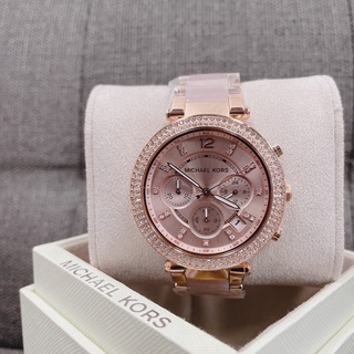 Michael kors MK5896 玫瑰金粉色鞥三眼計時鐘錶
