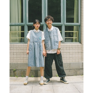 【COUPLE】📢📢不一樣小眾牛仔背心情侶裝你衣我裙小清新設計感連衣裙夏