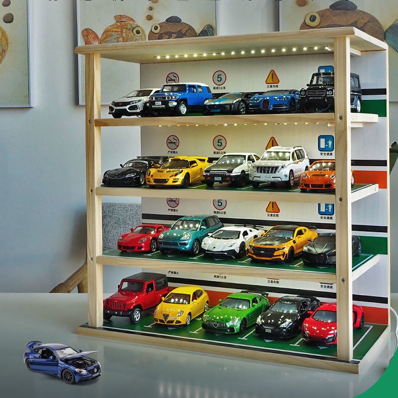 合金模型【免運】 停車場 兒童 玩具 仿真 1:32 汽車模型 地下車庫場景 實木 收納柜 玩具車模 停車場