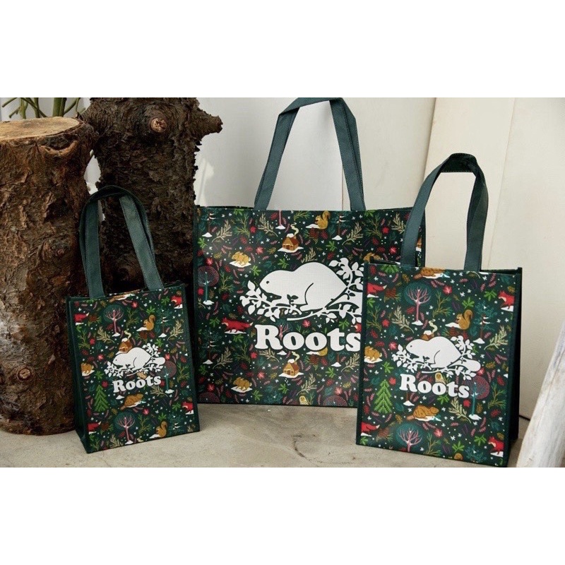 Roots品牌動物森林環保購物袋 （大、中、小）