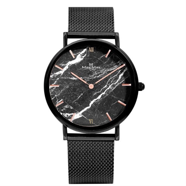 Max Max MAS7025-5 大理石紋米蘭帶腕錶-黑 36mm