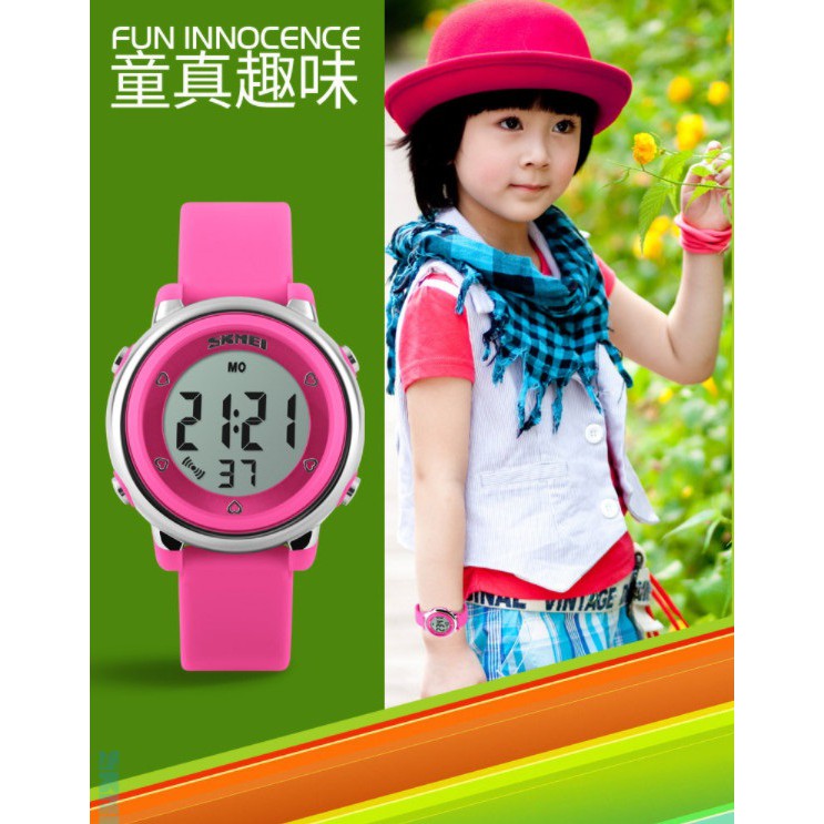 兒童手錶 台灣現貨  時刻美時尚兒童電子手錶夜光女款防水學生LED手錶1100