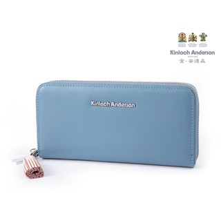 【寧寧精品】臺中30年老店 金安德森 原廠授權臺中專賣店【真皮單拉鍊零錢袋女用長皮夾 藍色】700-1 女長夾區